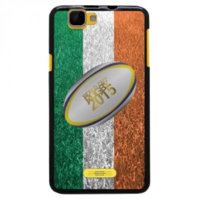 Coque Souple en gel pour Wiko Rainbow avec impression ballon de rugby et drapeau de l'Irlande