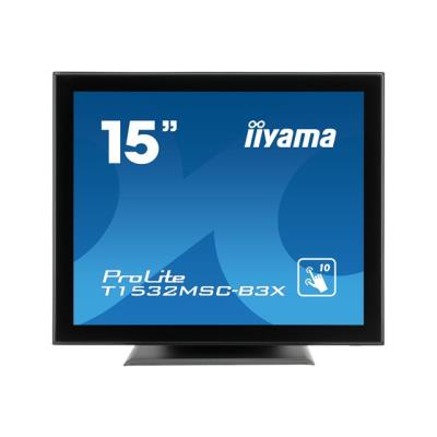 iiyama ProLite T1532MSC-B3X - LED-monitor - 15 (15 zichtbaar) - aanraakscherm - 1024 x 768 - TN - 350 cd/m² - 700:1 - 8 ms - DVI-D, VGA - luidsprekers - zwart