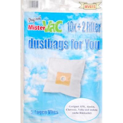MISTERVAC MV 615 PACK ÉCONOMIQUE DE 20 SACS 5 COUCHES EN NON-TISSÉ ET 4 FILTRES POUR CLATRONIC CTC BS, DIRTDEVIL GAMME M / COMPA