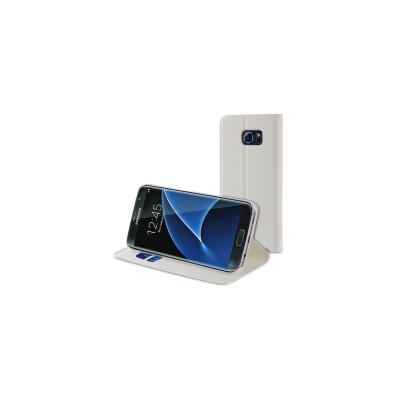 Muvit Folio Stand - Flip cover voor mobiele telefoon - wit - voor Samsung Galaxy S7 edge