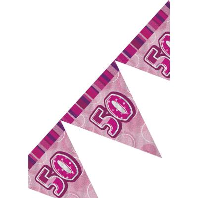 Guirlande anniversaire 50 ans rose (3 60 m)