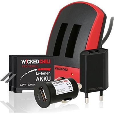 Wicked Chili Chargeur double et batterie Pro Series Chargeur double + 2 batteries noir