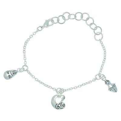 Bracelet argenté - Barbapapa : Coeur entrelacé et personnages