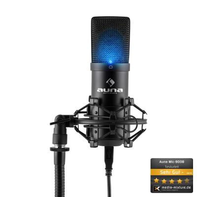 auna MIC-900B-LED Microphone à condensateur USB Studio -noir