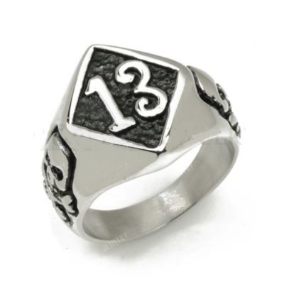 bague 13 losange et crane pirate 10us chevaliere homme biker