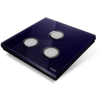 Plaque de recouvrement diamond pour base edisio - 3 touches, coloris bleu nuit