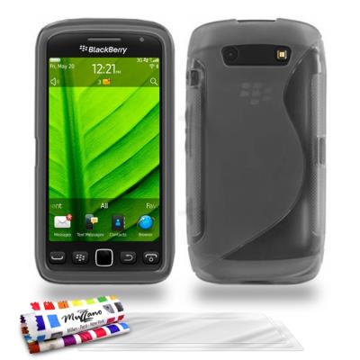 Coque Souple ORIGINALE Ultra Fine Gris , Le S,  Premium de MUZZANO pour BLACKBERRY TORCH 9850 + 3 Protections Ecran , UltraClear,  Pour BLACKBERRY TORCH 9850