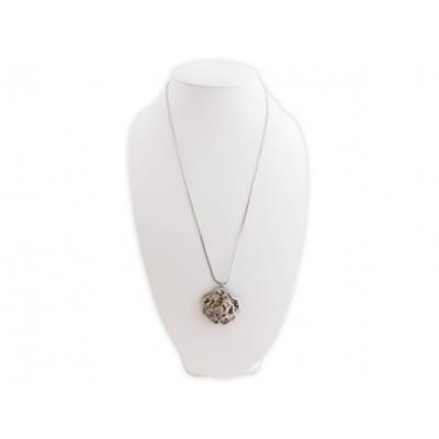 Sautoir 75 cm argente pendentif double rose bijou fantaisie pas cher pendentif