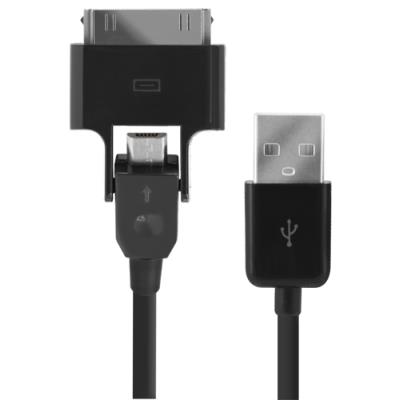 Câble usb micro usb noir avec adaptateur 30 broches apple blueway