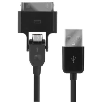 Câble usb micro usb noir avec adaptateur 30 broches apple blueway - 1