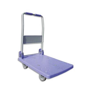 Chariot avec poignée rabattable + roues D10 cm dont 2 pivotantes, 150 kg maxi, Dimentions : L 72 x H 82,5 x P 49 cm, bleu