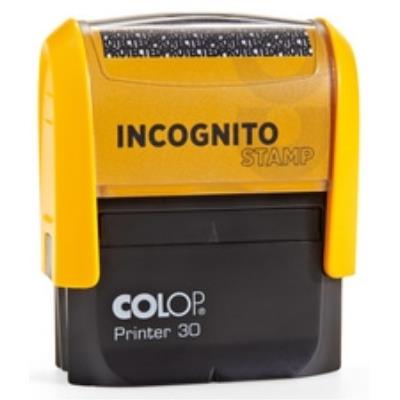 Colop incognito stempel printer 30n lgt, gelb   schwarz selbstfrbender stempel inkl. stempelkissen schwarz, textplatte  eine an
