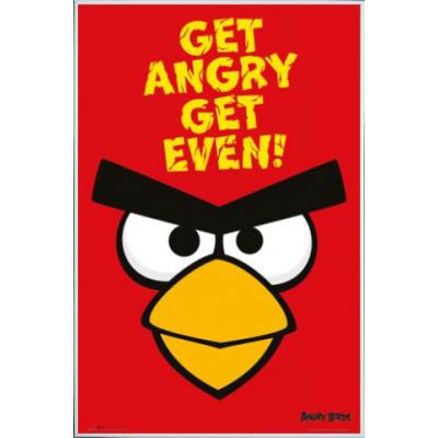 Poster Encadré: Angry Birds - Get Angry Get Even! (91x61 cm), Cadre Plastique, Blanc