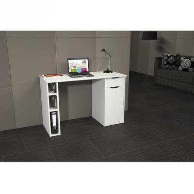 Lancio Bureau 1 Porte 1 Tiroir 115Cm Blanc Laqué