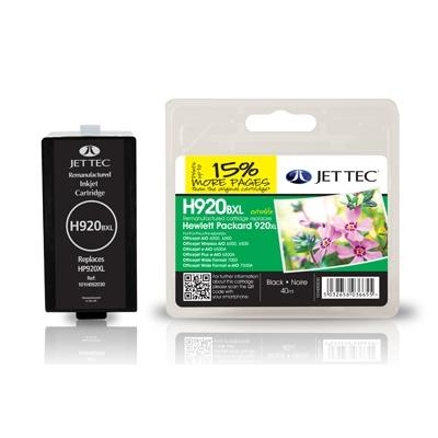 Jet tec cd975ae cartouche jet dencre remanufacturée pour hp hp920xl cd975ae haute capacité 40 ml noir
