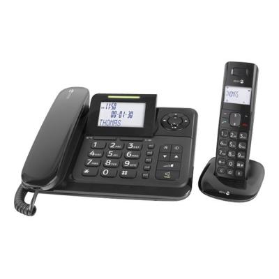 Doro comfort 4005 - téléphone sans fil avec combiné filaire, répondeur et identification de l'appelant - dect - noir
