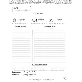 Cahier de Recettes : Carnet pour 100 recettes à compléter - Livre de Cuisine  personnalisable - 106 pages Format A4 - broché - NLFBP Editions, Livre tous  les livres à la Fnac