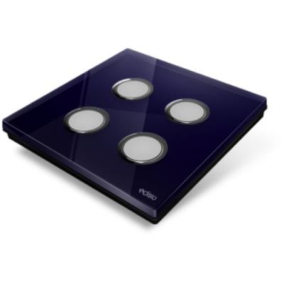 Plaque de recouvrement diamond pour base edisio - 4 touches, coloris bleu nuit