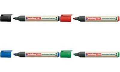 edding - 21 Marqueur-permanent, pointe ogive, kit de 4