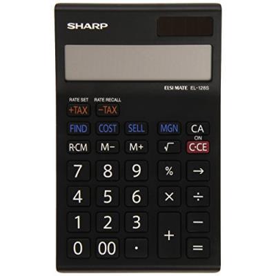Sharp electronics eL128SWH calculatrice 12 chiffres, calcule les marges bénéficiaires (noir/blanc)