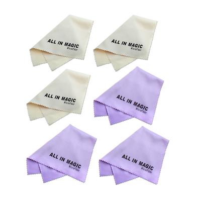 Lot de 6 - L'Originale All In Magic®, Chiffon MicroFibre de nettoyage Haut de Gamme, 3 Sable + 3 Violet, 15cm x 18cm