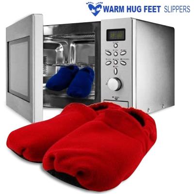 Paire chaussons chauffants micro-ondes rouge