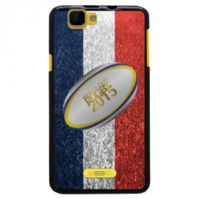 Coque Souple en gel pour Wiko Rainbow avec impression ballon de rugby et drapeau de la France