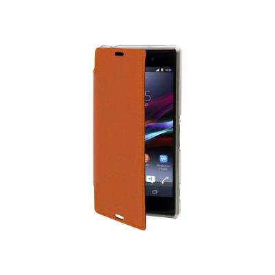 Muvit Made in Paris Crystal Folio - Flip cover voor mobiele telefoon - PU nappaleer - koninklijk oranje - voor Sony XPERIA Z3 Compact
