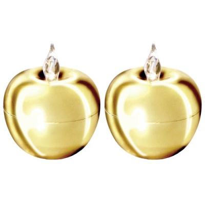 2 Led-Tischdeko Apfel Gold 5x4