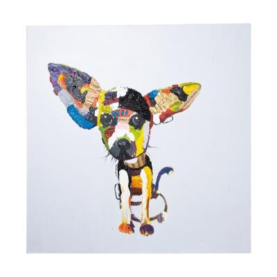 Tableau multicolore peinture à l'huile Dog