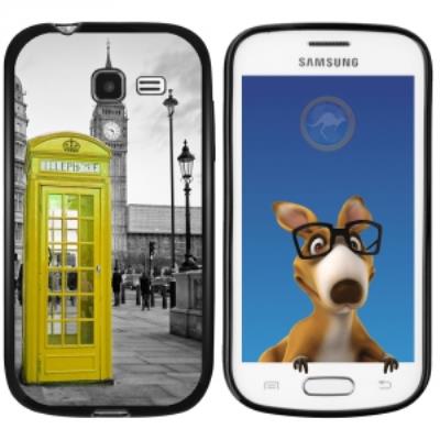 Coque Souple en gel noir pour Galaxy Trend Lite avec impression Motifs cabine téléphonique UK jaune