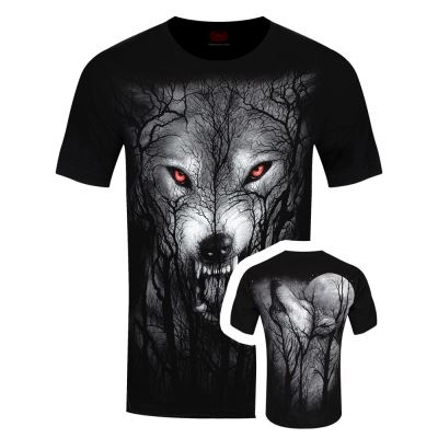 Spiral T-Shirt Forest Wolf Homme Noir - Taille XXL