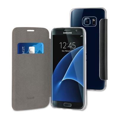 Muvit MUEAF0216 - Flip cover voor mobiele telefoon - zwart - voor Samsung Galaxy S7 edge