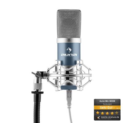 auna MIC-900BL Microphone à condensateur USB studio -bleu