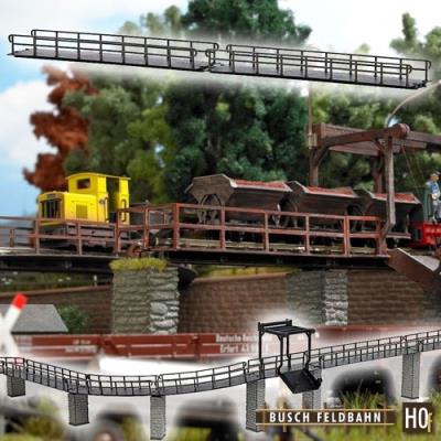 Busch environnement - bue12385 - modélisme ferroviaire - 2 ponts pour chemin de fer de campagne droit, à voie étroite