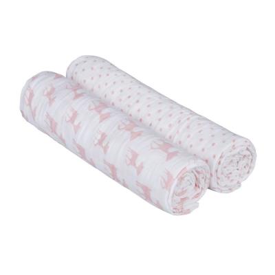 Coffret de 2 langes mousseline 120 x 120 cm lela rose