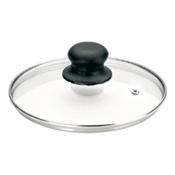 Ibili Couvercle Verre + Inox 32 Cm - Transparent Argent Noir - Bouton Bakélite - Compatible Lave-Vaisselle