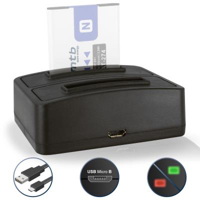 Double Chargeur (USB) NP-BN1 pour Sony Cyber-shot DSC-W310, W320, W330, W350, W360, W380, W390, W510, W515PS, W520, W530, W550, W560, W570, W580, W610,W620, W630