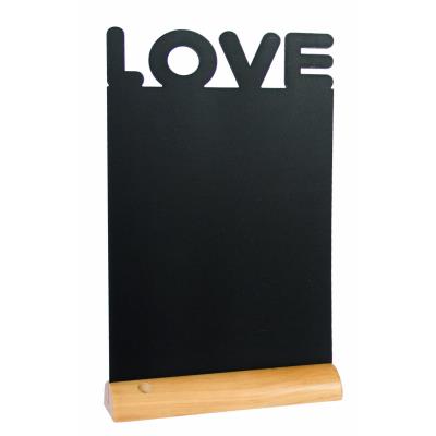 Securité Silhouette love ardoise - base en bois - Feutre-craie inclus