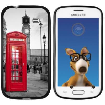 Coque Souple en gel noir pour Galaxy Trend Lite avec impression Motifs cabine téléphonique UK rouge