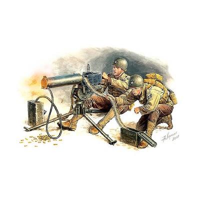 Figurines 2ème guerre mondiale : equipe de mitrailleuse us browning cal. 30 1944 master box