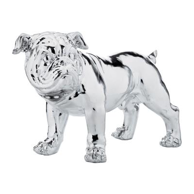 DÃ©co statue bouledogue anglais argent 42 cm