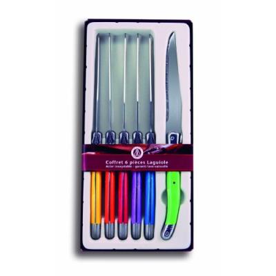 Laguiole production coffret 6 couteaux multicolore