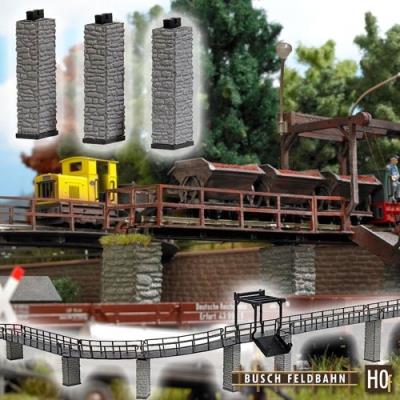 Busch environnement - bue12388 - modélisme ferroviaire - 3 piliers de pont 46 mm