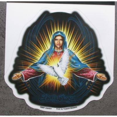 sticker religieux vierge mexicaine et colombe autocollant