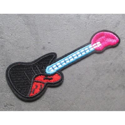 patch en forme de guitare rock roll 9.5x3 cm écusson thermocollant veste chemise