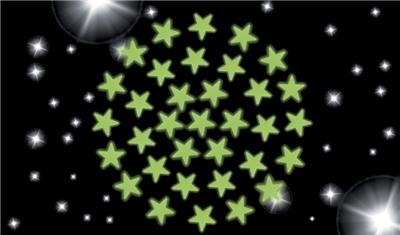 Lot de 3 planches de 34 étoiles luminescentes à fixer au plafond