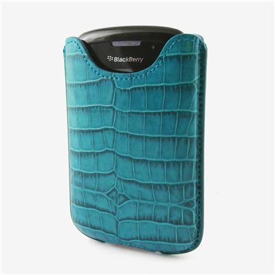 Etui Hautes coutures cuir Croco Turquoise pour Blackberry 8520 / Curve 3G & 9700