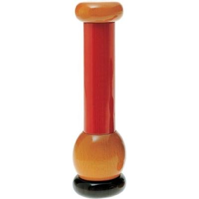ALESSI MP0210 MOULIN À POIVRE EN BOIS DE HÊTRE NOIR, ROUGE ET JAUNE