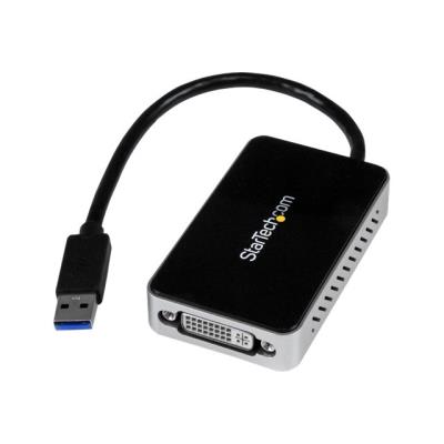 StarTech.com USB 3.0-naar-DVI externe videokaart Multi Monitor-adapter met 1-poorts USB-hub – 1920x1200 externe video-adapter - T5-302 - 16 MB - zwart